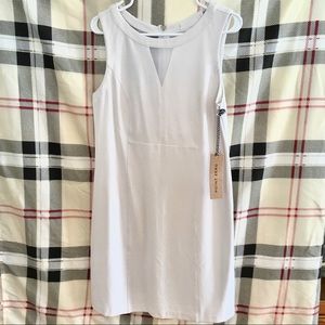 Point Zero White Sleeveless Mesh Cutout Dress